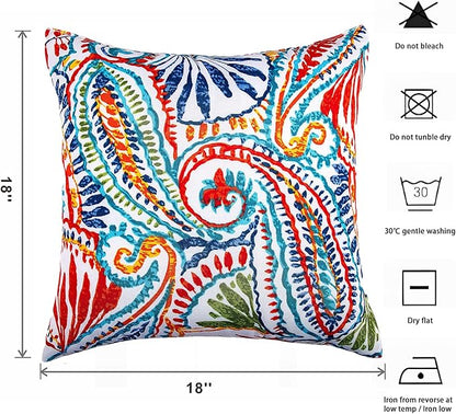 Outdoor Throw Pillows - Decorative Pillows with Insert Included Set of 2 Outdoor Pillows for Patio Furniture 18x18 Inch