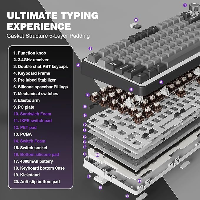 YUNZII B75 PRO Wireless Mechanical Keyboard, 75% Layout
