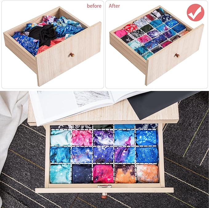 45 Pack Drawer Dividers, Plastic Adjustable Drawer Storage Organizer