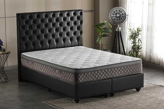 Ottomanson Twin 12” Eurotop Hybrid Mattress - Premium Quilted Cover - Made in USA - Medium-Firm Support - Individually Pocketed Coils & CertiPUR-US Foam - Fiberglass-Free - Bed in a Box