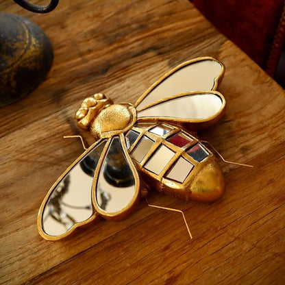 Decorative Bug Insects Beetle Mirrors - Gold Resin Little Bee Glass Wall Decor, Perfect for Victorian and European Themed Homes