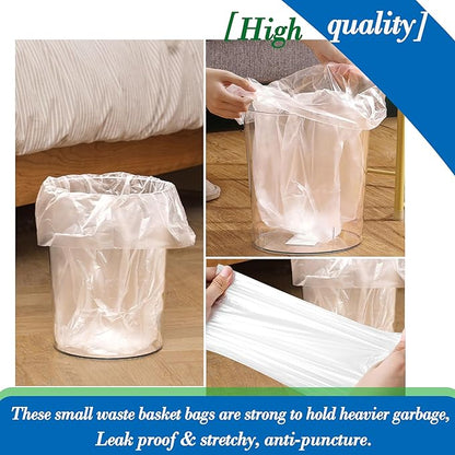 1 Gallon 140 pcs Small Clear Trash Bags, Strong 0.8 Gallon 1 Gallon 1.2 Gallon