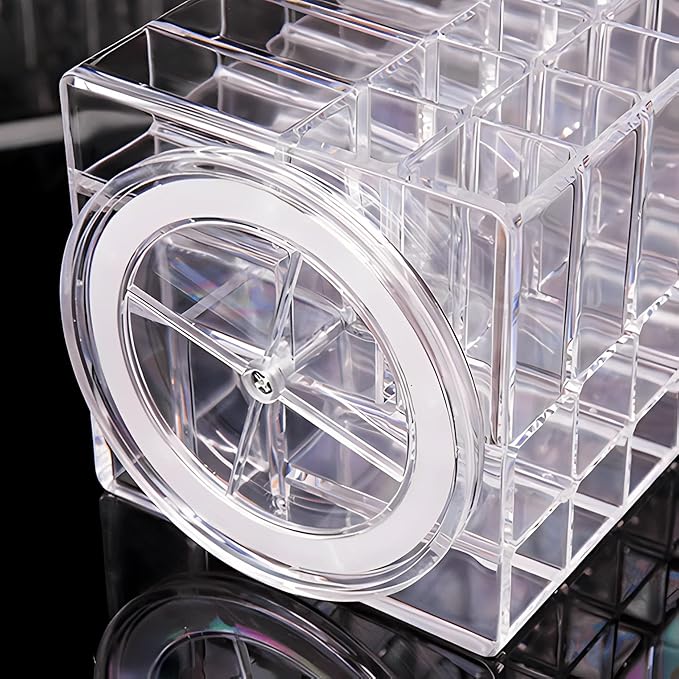 Sooyee 360 Degree Spinning Lipstick Organizer Holder 53 Spaces,Acrylic Cosmetic Display Cases for Lipstick, Brushes, Bottles, and more,Clear