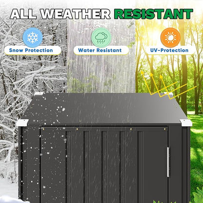 Patiowell 22 Cuft Outdoor Storage Cabinet, Metal Storage Shed with Lockable Door, Indoor Outdoor Vertical Waterproof Tool Shed Without Adjustable Shelves for Patio Garden Backyard, Black