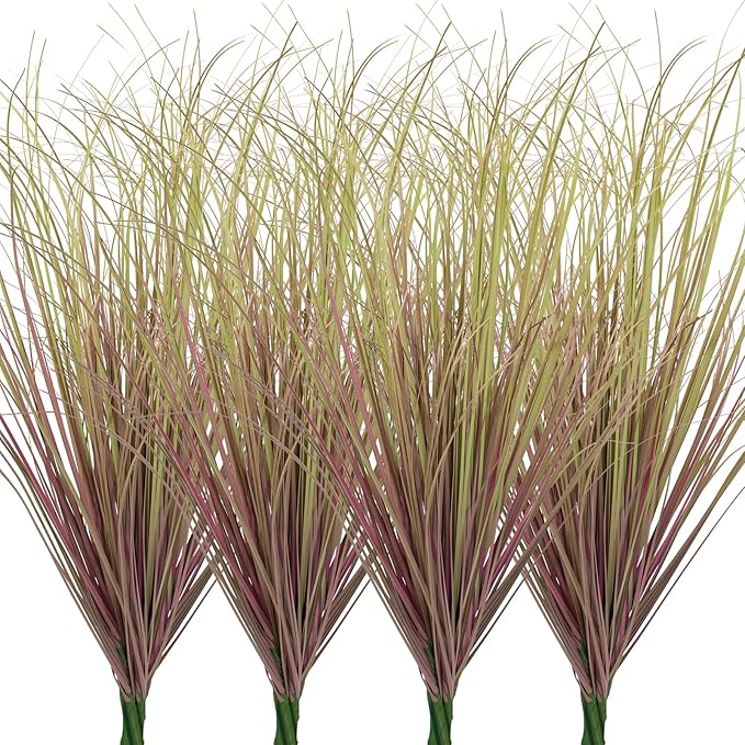12Pcs Artificial Grass Plants, Faux Shrubs Wheat Grass, Artificial Tall Grass Fake Plants for Outdoor Decor,Artificial Greenery Stems Weed for Room Indoor Home Decor（Light Purple）