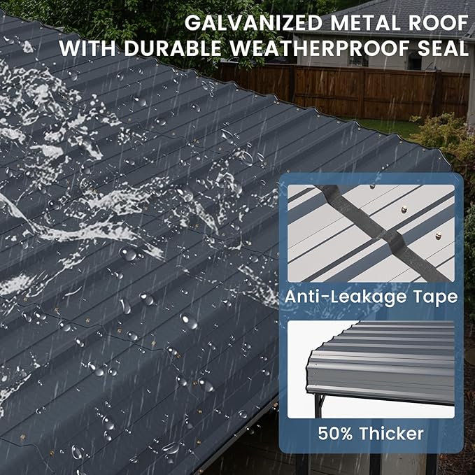 EROMMY 20x30 FT Heavy Duty Metal Carport, Carports with Galvanized Steel Roof and Frame, Sturdy Car Shed in All Weathers, Easy Assembly Car-Shelter for 2 Cars, SUV, Tractors and Boat, Gray