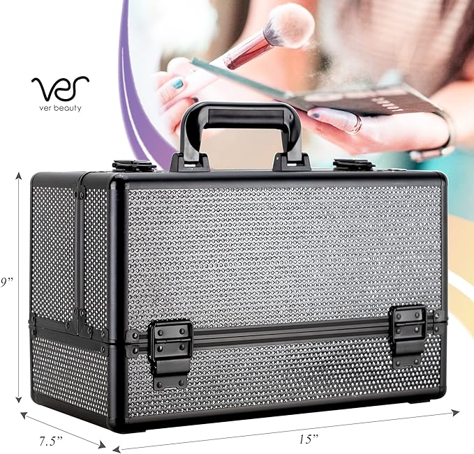 Ver Beauty Professional Train Makeup Case Organizer (Black Crystal)