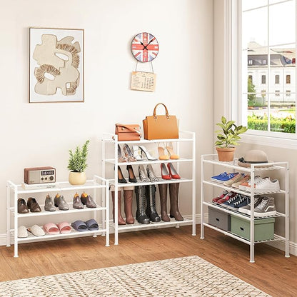 DongRong 5 Tier Shoe Rack,Metal Shoe Storage Organizer Shelf for Closet,Entryway, Garage,Narrow Space(White, 5 Tier)