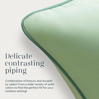 Phantoscope Pack of 2 Outdoor Waterproof Throw Pillow Covers with Contrast Piping, Decorative Square Cushion Case Patio Pillows for Couch Tent Sunbrella, Sage Green 20x20 inches