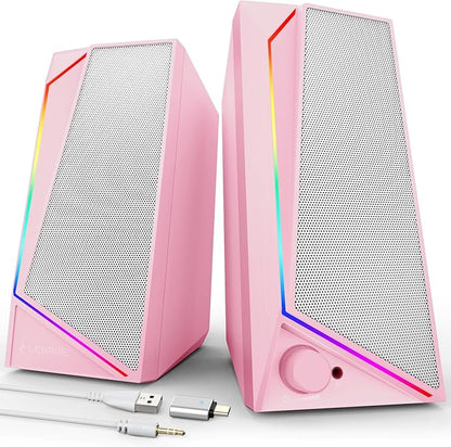 LENRUE Computer Speakers, USB/USB-C Powered PC Speakers