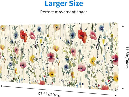 Wild Flowers Large Mouse Pad, Gaming Keyboard Desk Pad, Extended Mouse Mat