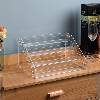 Acrylic Spice Rack, Tiered Spice Rack Shelf Seasoning Organizer for Countertop, Cabinet, Pantry, Kitchen Storage - 4 Tier