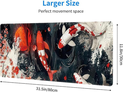Koi Fish Large Mouse Pad, Gaming Keyboard Desk Pad, Extended Mouse Mat Non-Slip
