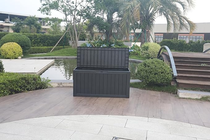 BTEXPERT 70 Gallon Outdoor Storage Container Deck Box for Patio Furniture Garden Tools Cushions Sports Equipment Waterproof Lockable Stainless Steel insert UV Resistant