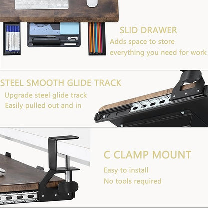 ETHU Keyboard Tray Under Desk, Ergonomic Corner Keyboard Tray