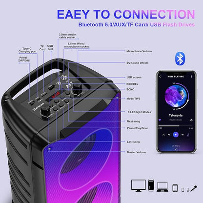Bluetooth Speakers, 60W Portable Loud Wireless Stereo Speaker