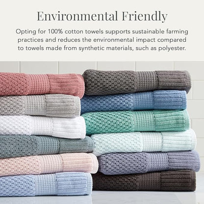 NY Loft 100% Cotton Hand Towel 6 Pack | Super Soft & Absorbent Quick-Dry Hand Towels 16" x 28" |Textured and Durable Cotton | Trinity Collection (6 Pack Hand Towel, Charcoal Grey)