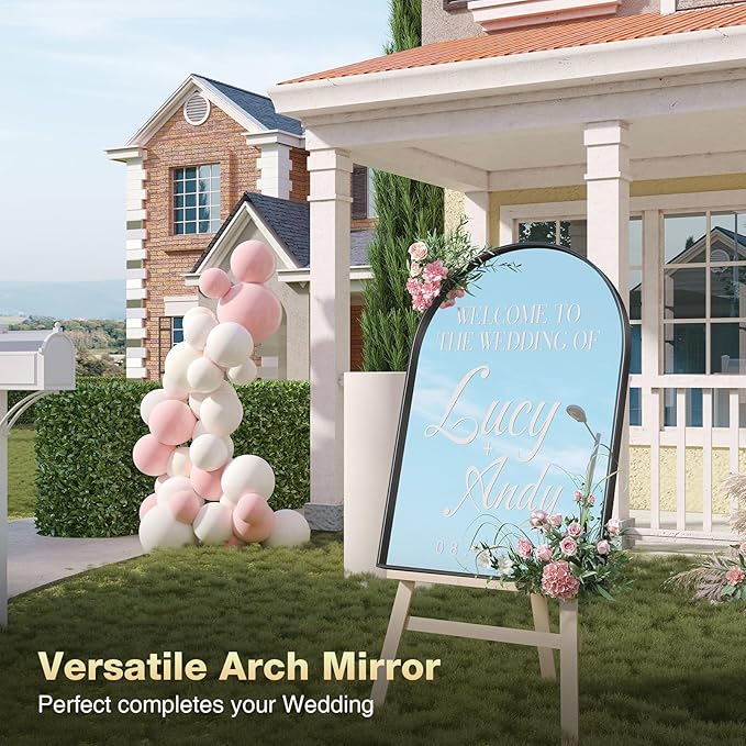 Brightify Black Arched Mirror, 32 x 42 Inch Arch Wall Mirror, Metal Frame Black Bathroom Mirror, Arched Top Bathroom Vanity Mirror for Living Room Bedroom Mantel Entryway Hallways
