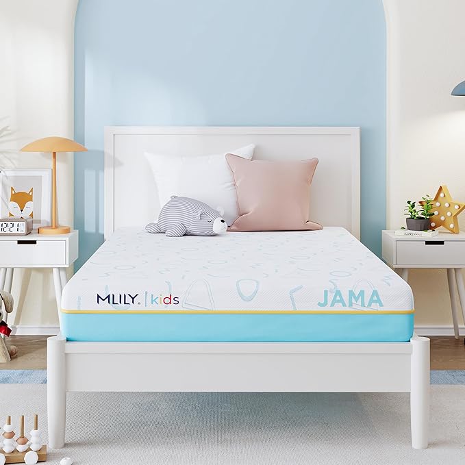 MLILY JAMA 6 Inch Kids Full Size Mattress, Memory Foam Medium Firm, Made in The USA of US Foam and Global Materials,CertiPUR-US Certified, 75x54x6,Blue