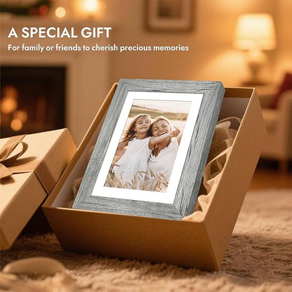6x9 Picture Frame with Glass, Display Pictures 5x8 with Mat or 6 x 9 without Mat - Wall and Tabletop, 6 by 9 Photo Wooden Frames (Grey, 1 Pack)