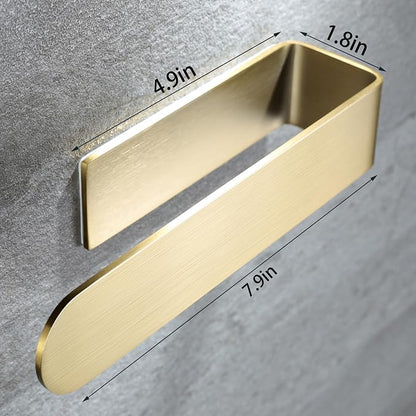Taozun Adhesive Towel Rack/Hand Towel Holder, Gold Towel Holder for Bathroom Towel Bar Stick on Wall, Stainless Steel Brushed Towel Ring, 2 Packs