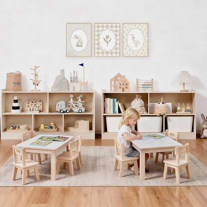 Wooden Toy Shelf for Kids, Montessori Book & Toy Organizer with Open Shelving, 5-Section Customizable Layout for Kids’ Room, Playroom & Classroom