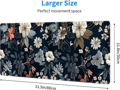Dark Flower Large Mouse Pad, Gaming Keyboard Desk Pad, Extended Mouse Mat