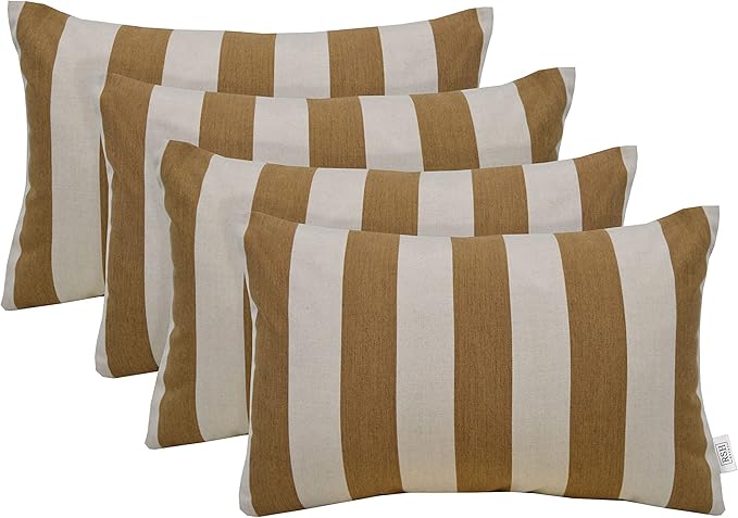 RSH DECOR: Sunbrella Lumbar Throw Pillows Set of 4 | 20" x 12" | Water and Fade-Resistant Performance Fabric | Outdoor Pillow Covers with Down-Alternative Inserts | Maxim Heather Beige