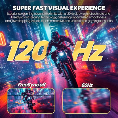 CRUA 34" Curved Gaming Monitor, WQHD 3440x1440, 120Hz Computer Monitors, 1500R VA Screen, 120% sRGB, AMD FreeSync, Blue Light Filter, HDMI 2.0 & DP 1.4, Wall Mountable Installs- White