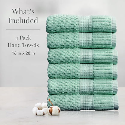 NY Loft 100% Cotton Hand Towel 6 Pack | Super Soft & Absorbent Quick-Dry Hand Towels 16" x 28" |Textured and Durable Cotton | Trinity Collection (6 Pack Hand Towel, Wasabi Green)