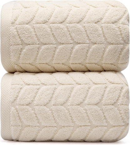 Ultra Soft & Stylish 700 GSM Luxury Bath Sheets | Pack of 2 | Extra Large 35x70 Inches | 100% Zero-Twist, Long-Staple Cotton | Remarkably Absorbent (Papyrus)