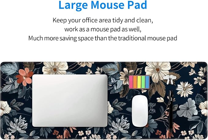 Dark Flower Large Mouse Pad, Gaming Keyboard Desk Pad, Extended Mouse Mat