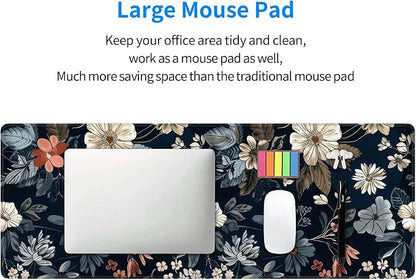 Dark Flower Large Mouse Pad, Gaming Keyboard Desk Pad, Extended Mouse Mat