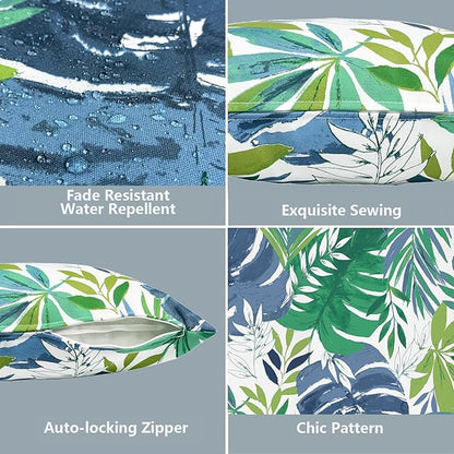 LVTXIII Outdoor Throw Pillow Covers 16 x 16 Inch, Covers ONLY Modern Cute Pattern Decorative Square Toss Pillow Case Pack of 2 for Home Patio Garden Sofa Bed Furniture, Islamorada Blue Green