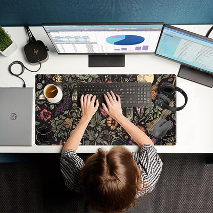 Desk Mat Botanical Witchery Mouse Pad Gaming Mat Dark Keyboard Mat, Long Mouse
