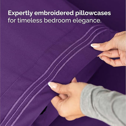 Twin Size 3 Piece Sheet Set - Comfy Breathable & Cooling Bed Sheets Set - Hotel Luxury Bedding for Women, Men, Kids, Teens, Boys & Girls - Deep Pockets, Ultra-Soft, Wrinkle Free - Oeko-Tex - Purple