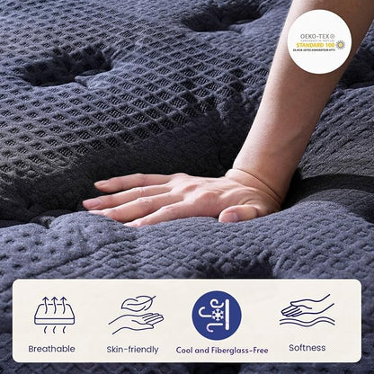 California King Mattress, 14 Inch Deluxe Hybrid Cal King Mattress in a Box, Medium Firm Mattresses With Gel Memory Foam & Pocket Spring, Pressure Relief, Cooling, Extra Edge Support [Upgraded Support]
