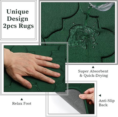 Dark Green Bathroom Accessory Set - Bathroom Sets, 25PC Bath Accessories Set, Bathroom Sets with Push Top Trash Can, Shower Curtain and Rugs, Toilet Brush, Trash Can & Soap Dispenser