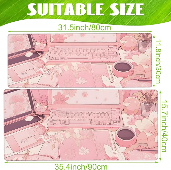 Large Gaming Mouse Pad for Desk, Kawaii Anime Desktop Desk Pad, Extended Big