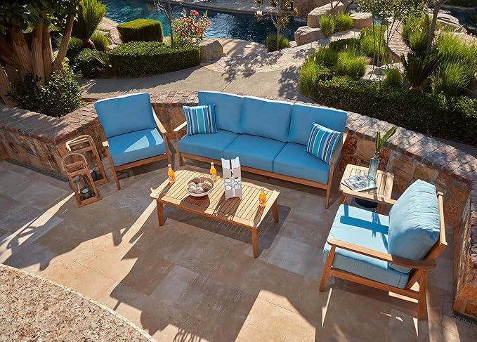RSH DECOR: Sunbrella Square Throw Pillows Set of 2 | 17" x 17" | Water and Fade-Resistant Performance Fabric | Outdoor Pillow Covers with Down-Alternative Inserts | Dolce Oasis
