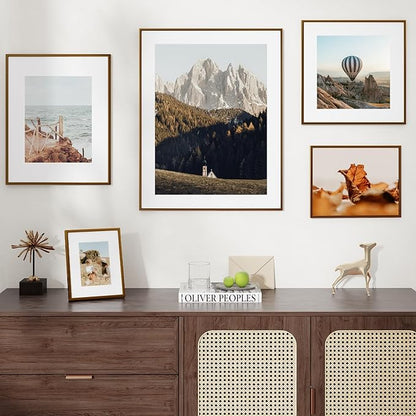 12x16 Metal Picture Frame For Wall With Mat For 9x12, 12''x16'' Aluminum Certificate Document Frames With Tempered Glass, Minimalist Modern Poster Frame Horizontally And Vertically, Bronze