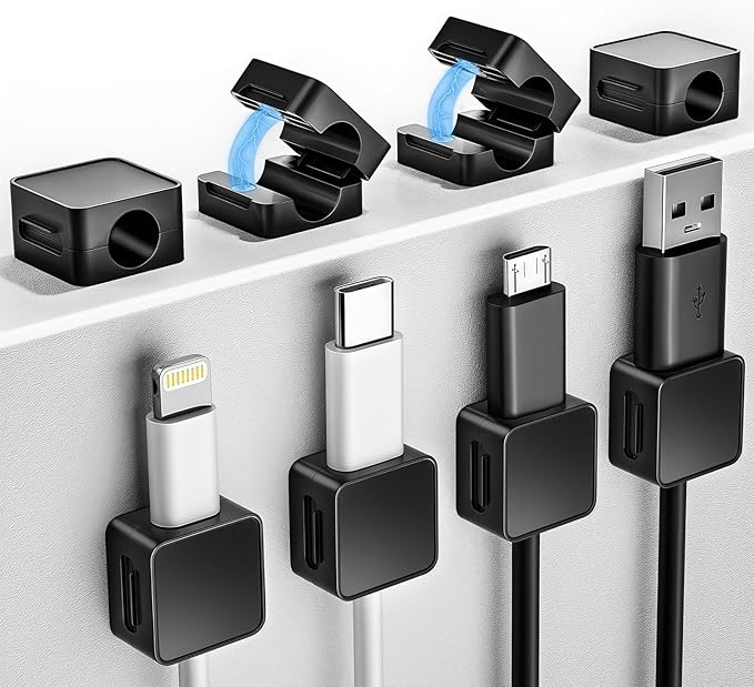 8 Pack Magnetic Cord Organizer Holder, Adjustable Cable Clips, Strong Adhesive