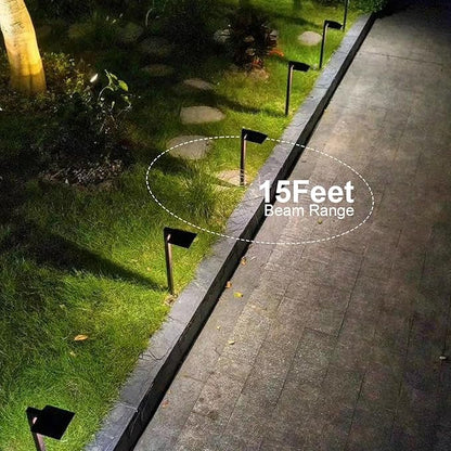 GOODSMANN Low Voltage Landscape Lights 8PK Landscape Lighting Kit Pathway Lights Wired Outdoor Walkway Lights 0.7W LED 100 Lumen Oil Rubbed Bronze Finish Warm White with Cable Connectors Metal Stakes