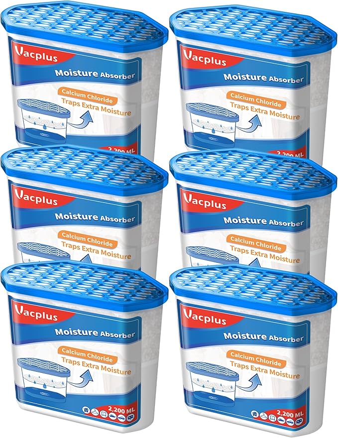 Vacplus Moisture Absorbers 6 Pack, 32.0 Oz Portable Humidity Absorber Boxes