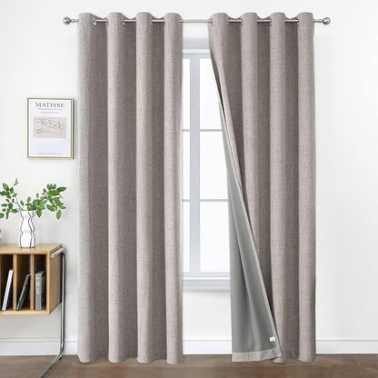 Joydeco Blackout Room Divider Curtains, Extra Wide Sliding Door Drapes Living Room Curtains, Greyish White 1 Panel 100W x 96L Inch Patio Door Drapes for Room Privacy