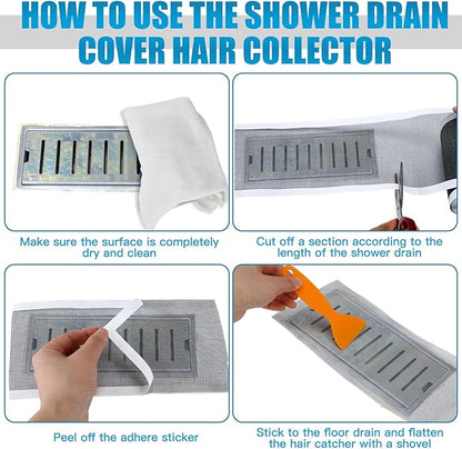 1 Pack 4 Inch x 33 ft Linear Shower Drain Hair Catcher Screen Disposable