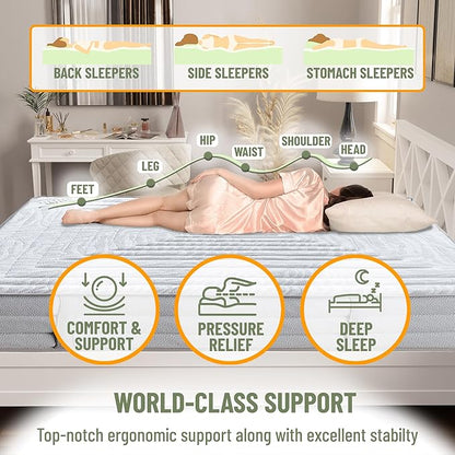 Ottomanson Twin XL 11" Safari Firm Hybrid Mattress - Made in USA - Unyielding Support & Durability - Individually Pocketed Coils & CertiPUR-US Foam - Fiberglass-Free - Bed in a Box