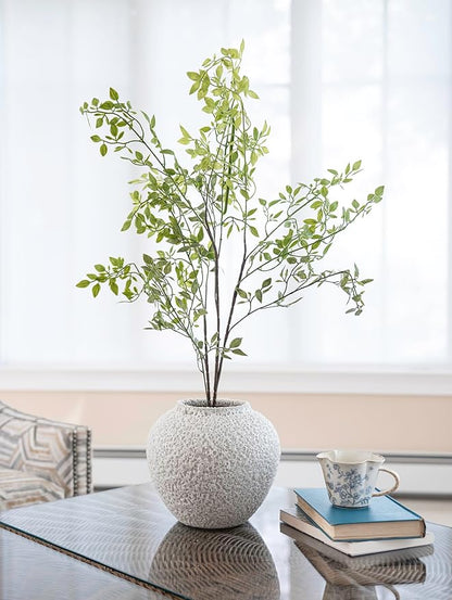 CozyWel White Ceramic Vase Flower Vase, Big Textured Round Vase for Centerpieces, Kitchen, Living Room, Bedroom Decor Gifts