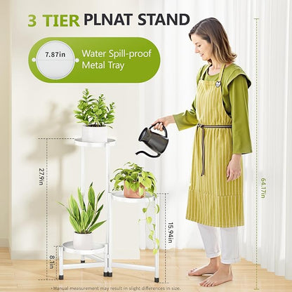 Cawukege 3 Tier Plant Stand Indoor, Tiered Plant Stand Outdoor for Multiple Plants, Corner Plant Shelf for Patio Balcony Porch Garden Living Room House,White