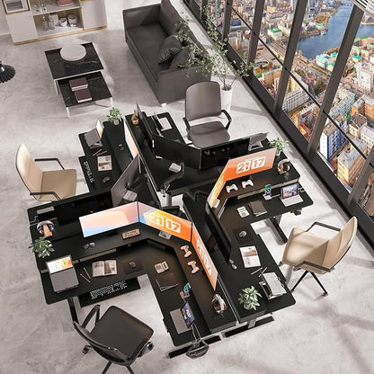 L Shaped Standing Desk with USB Charging Port & 4 Drawers,63 x 55 inch Electric Adjustable Height Corner Stand Up Desk with Keyboard Tray & Storage,Sit Stand Computer L Table for Gaming Office